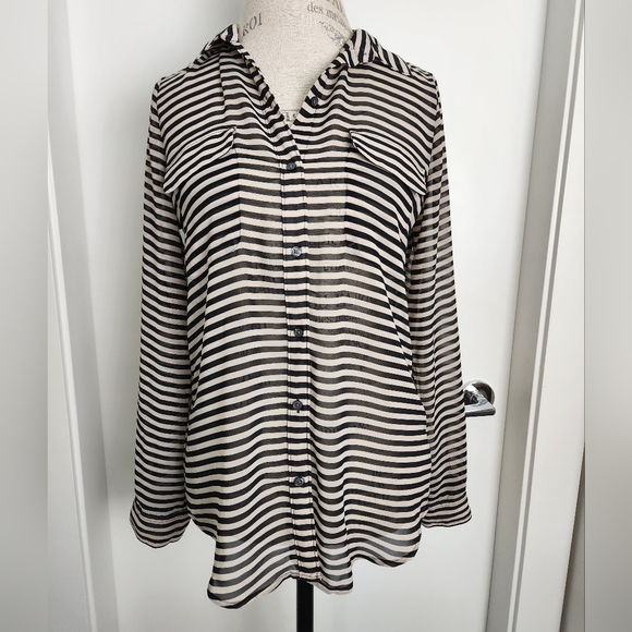 Vintage Sheer Striped Blouse - Picture 1 of 14